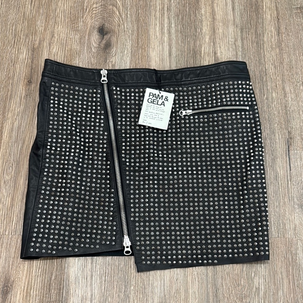 Pam & Gela Black Asymmetrical Mini Skirt